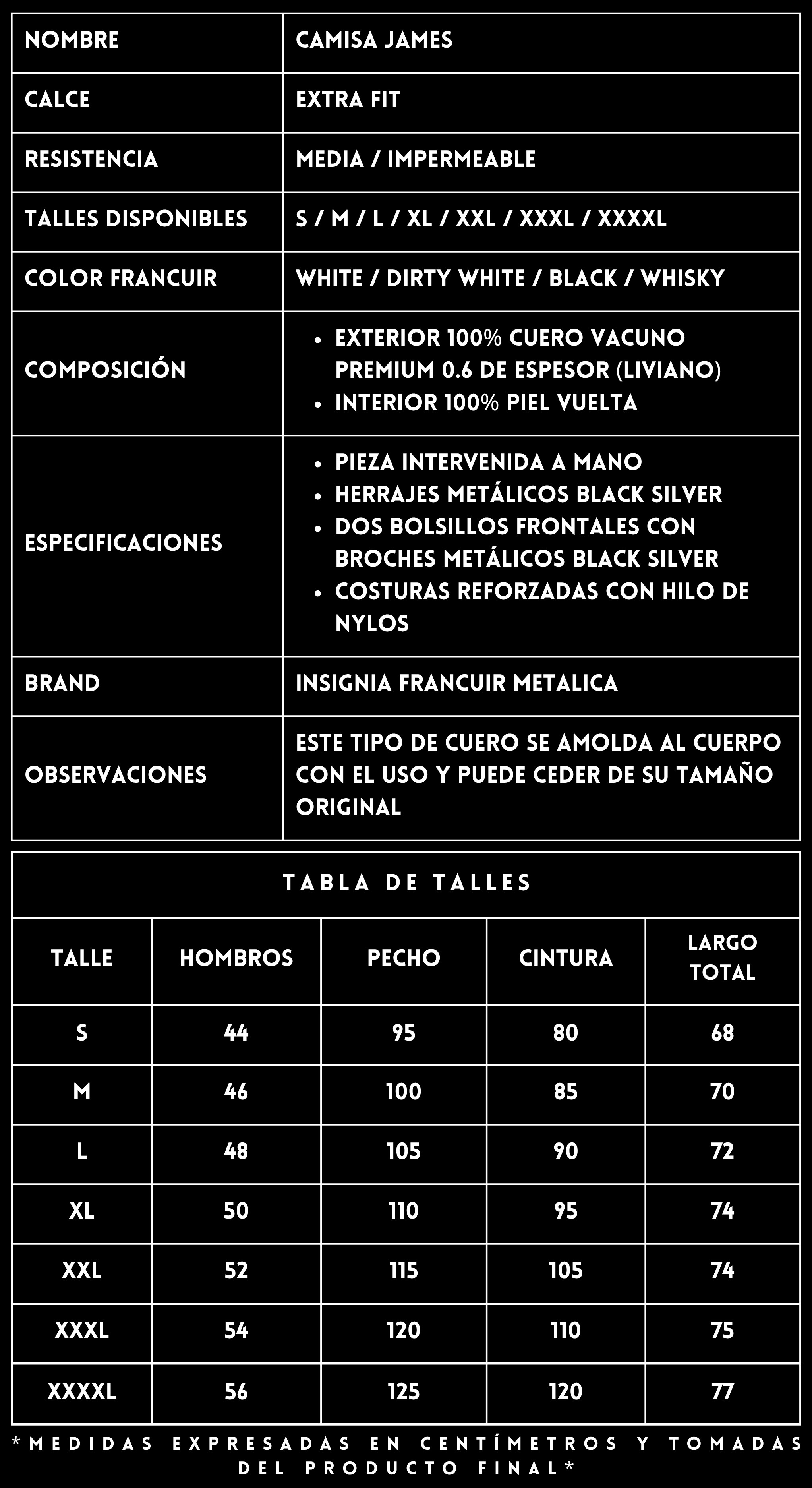 Camisa de Cuero FRANCUIR James Whisky
